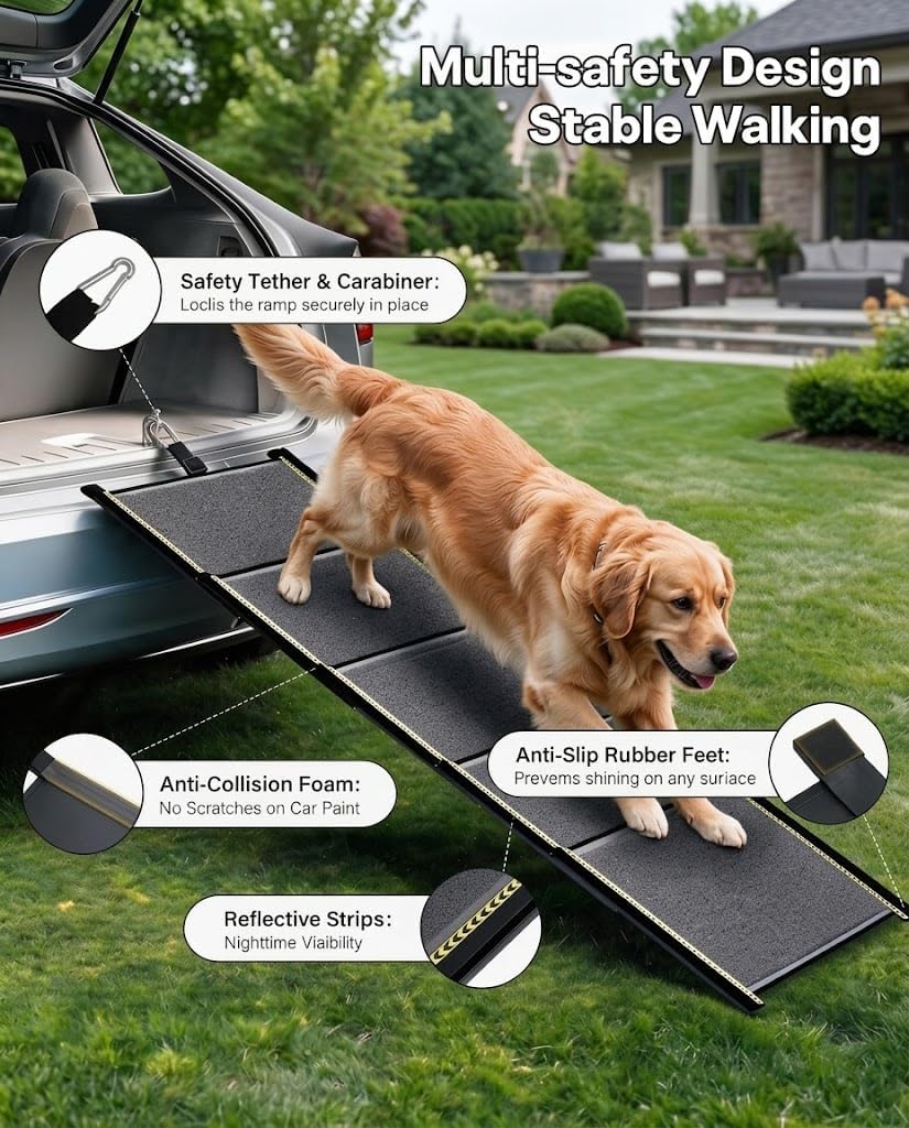 Dog Ramp for Car, 71" L × 20" W Telescoping Dog Ramp for Large Dogs
