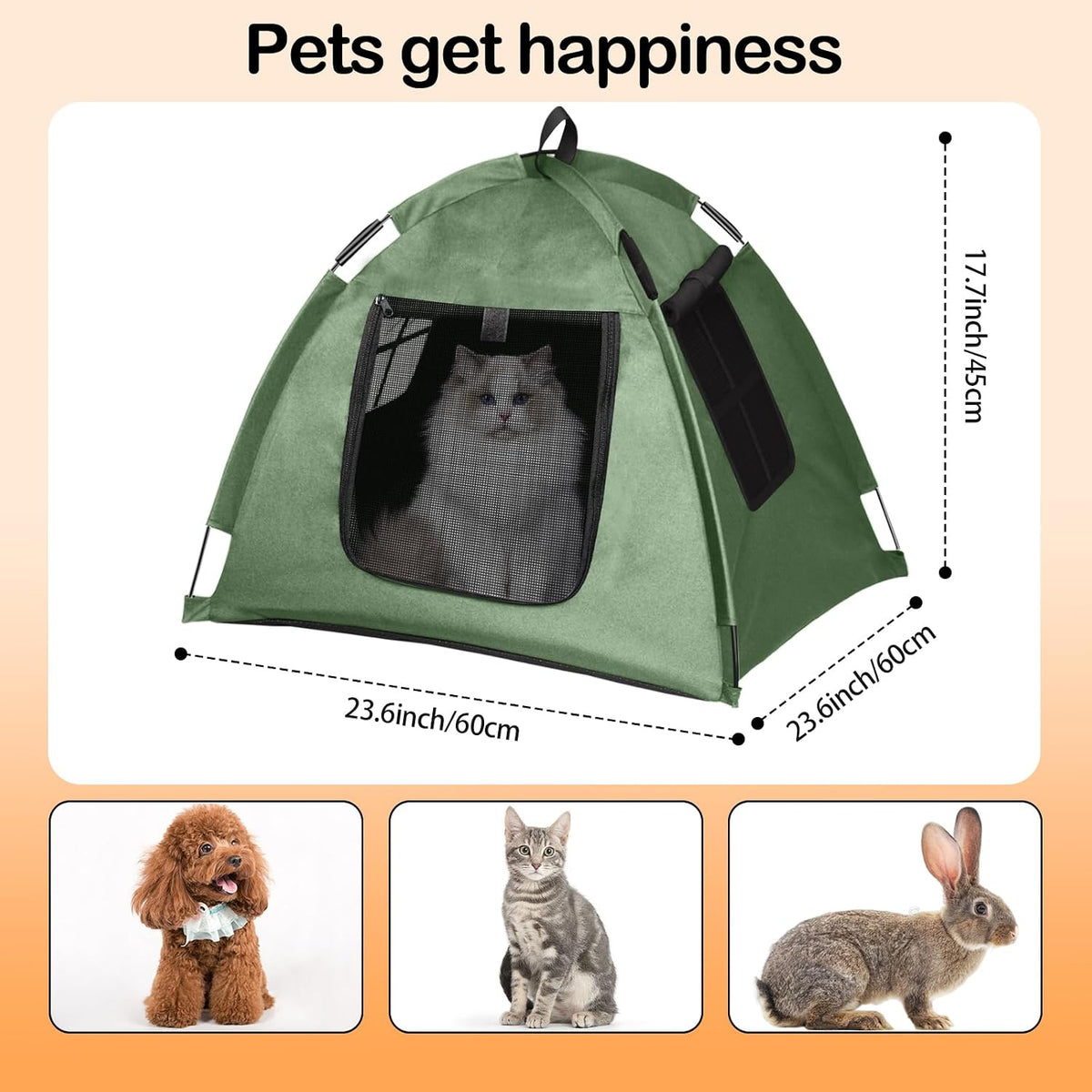 Portable Pet Tent, Full-Enclosure Zippered Mesh, Indoor & Outdoor
