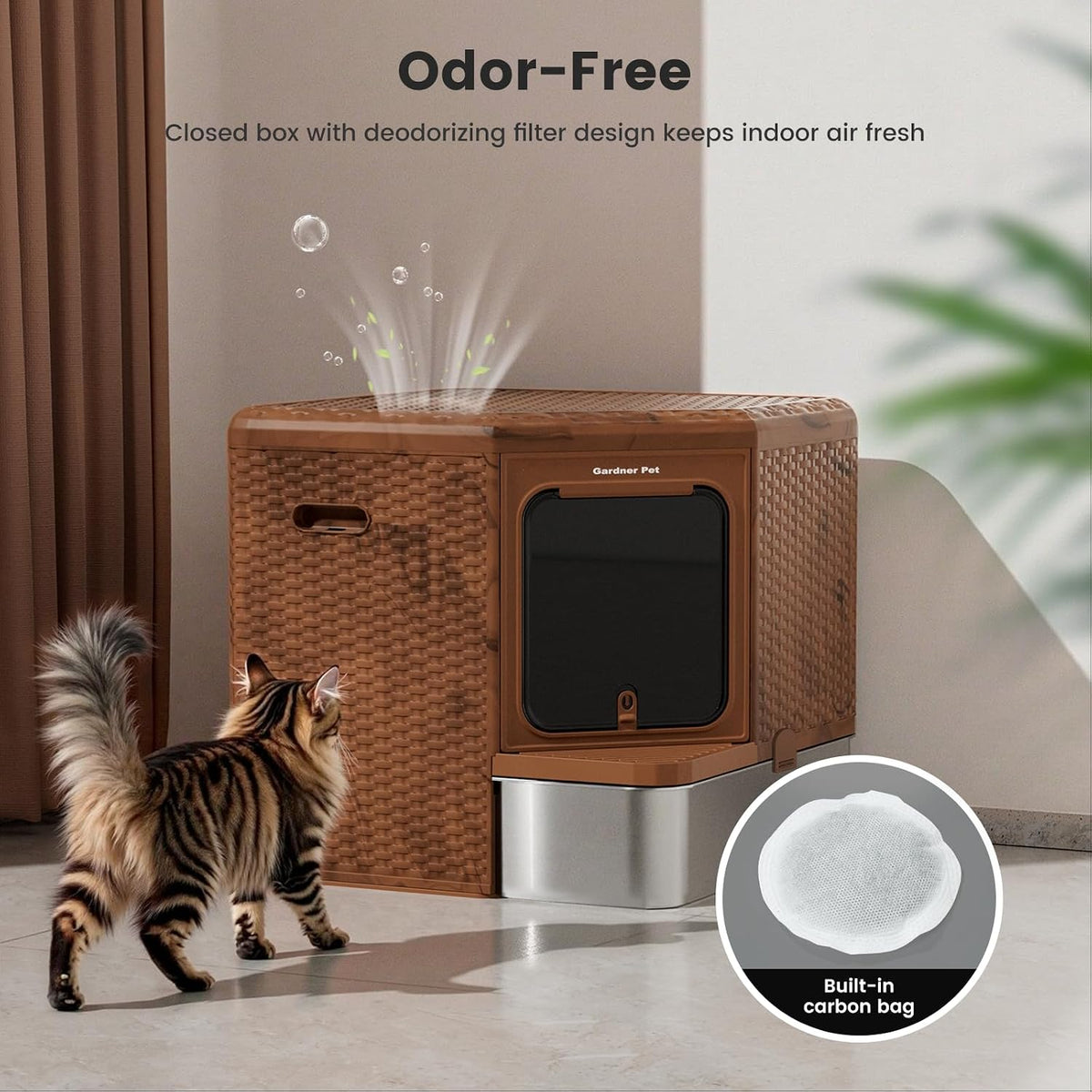 Gradner Pet Cat Litter Box, Odor-Resistant Enclosed Cat Litter Box