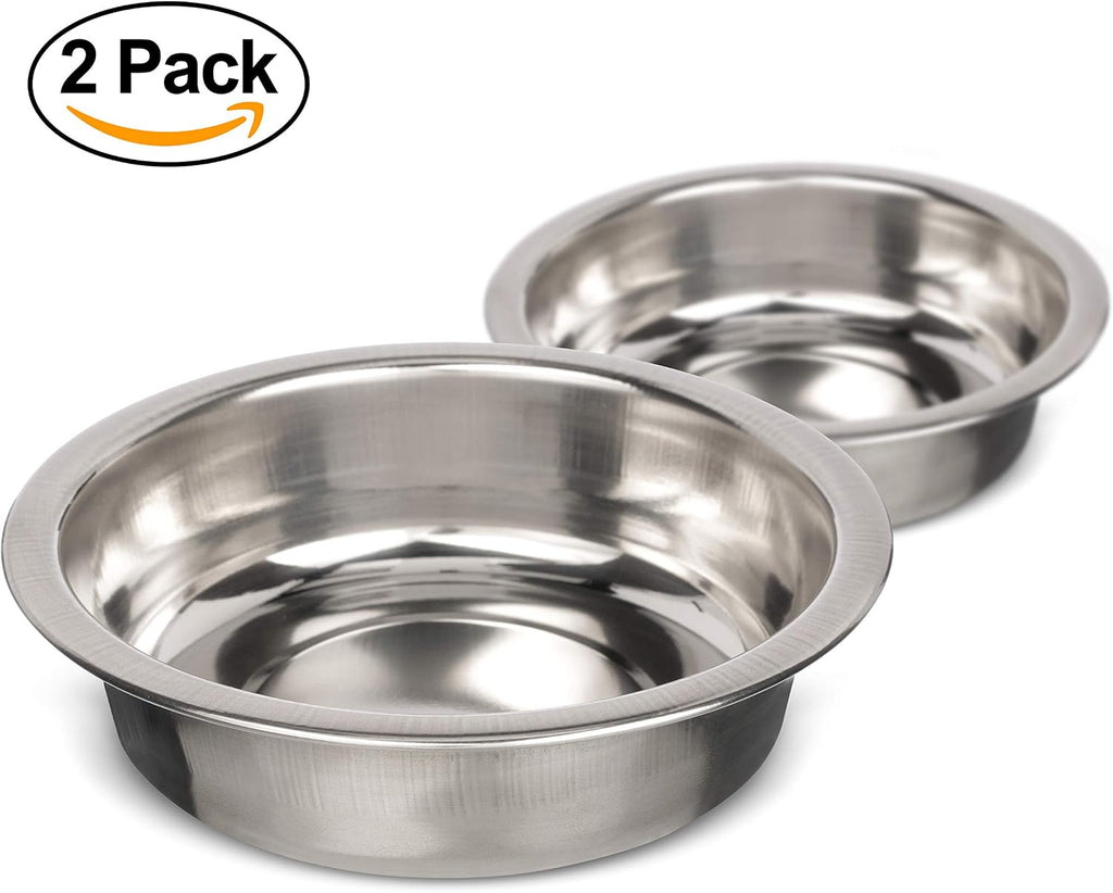 Neater Pet Brands 1.5 Cup (12 oz.) Shallow Stainless Steel Cat Bowls, Set of 2 Neater Feeder Replacement Bowls (Deluxe Model), Metal Cat Dishes for Food and Water, Whisker Friendly, Dishwasher Safe 