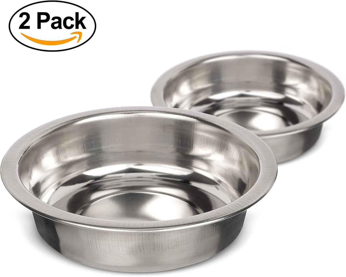 Neater Pet Brands 1.5 Cup (12 oz.) Shallow Stainless Steel Cat Bowls, Set of 2 Neater Feeder Replacement Bowls (Deluxe Model), Metal Cat Dishes for Food and Water, Whisker Friendly, Dishwasher Safe 