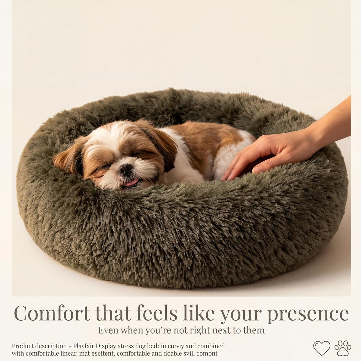 nononfish Soft Dog Bed for Small Dogs,Plush Round Calming Pet Bed