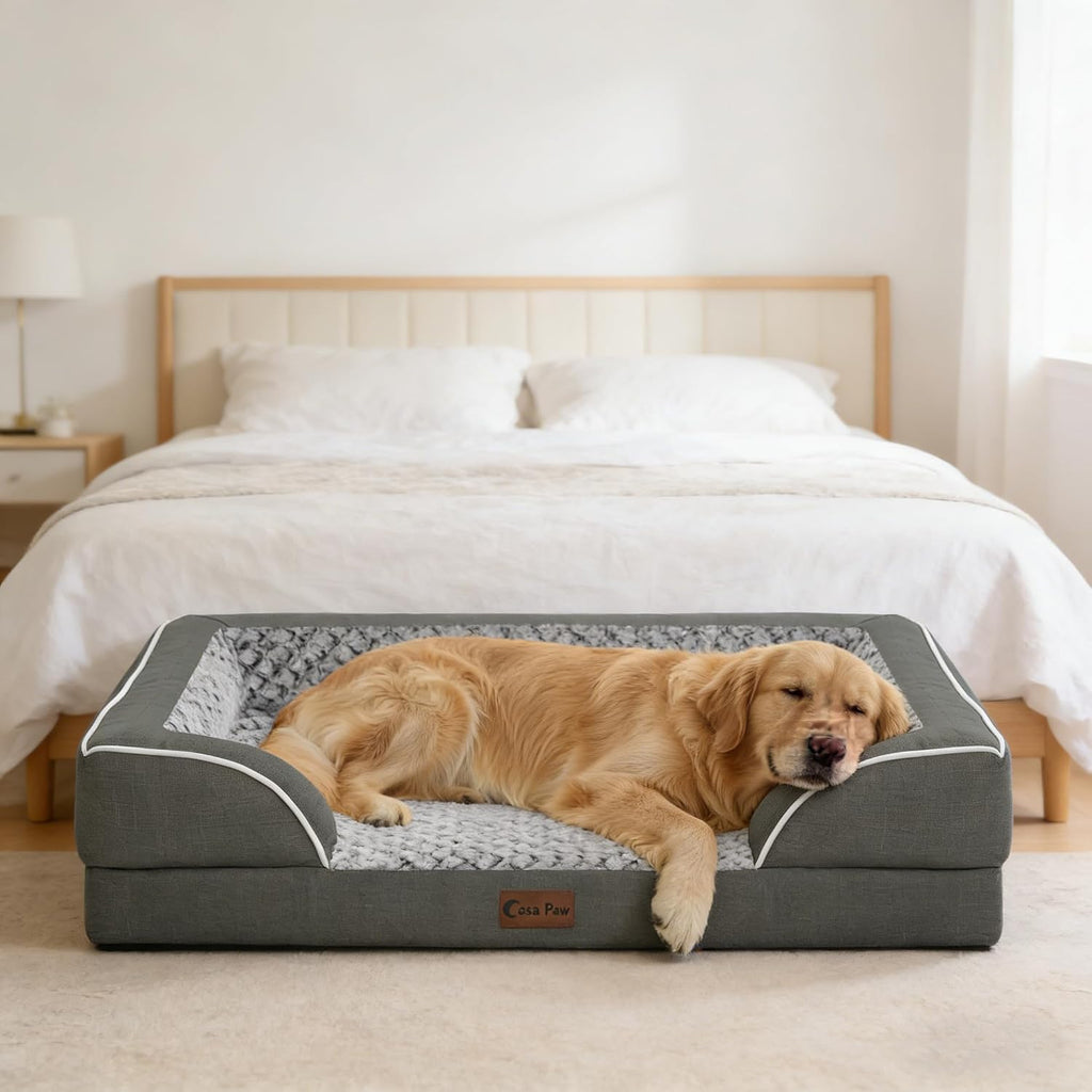 Orthopedic Dog Bed for Extra Large Dogs, 53x42in, Dark Grey