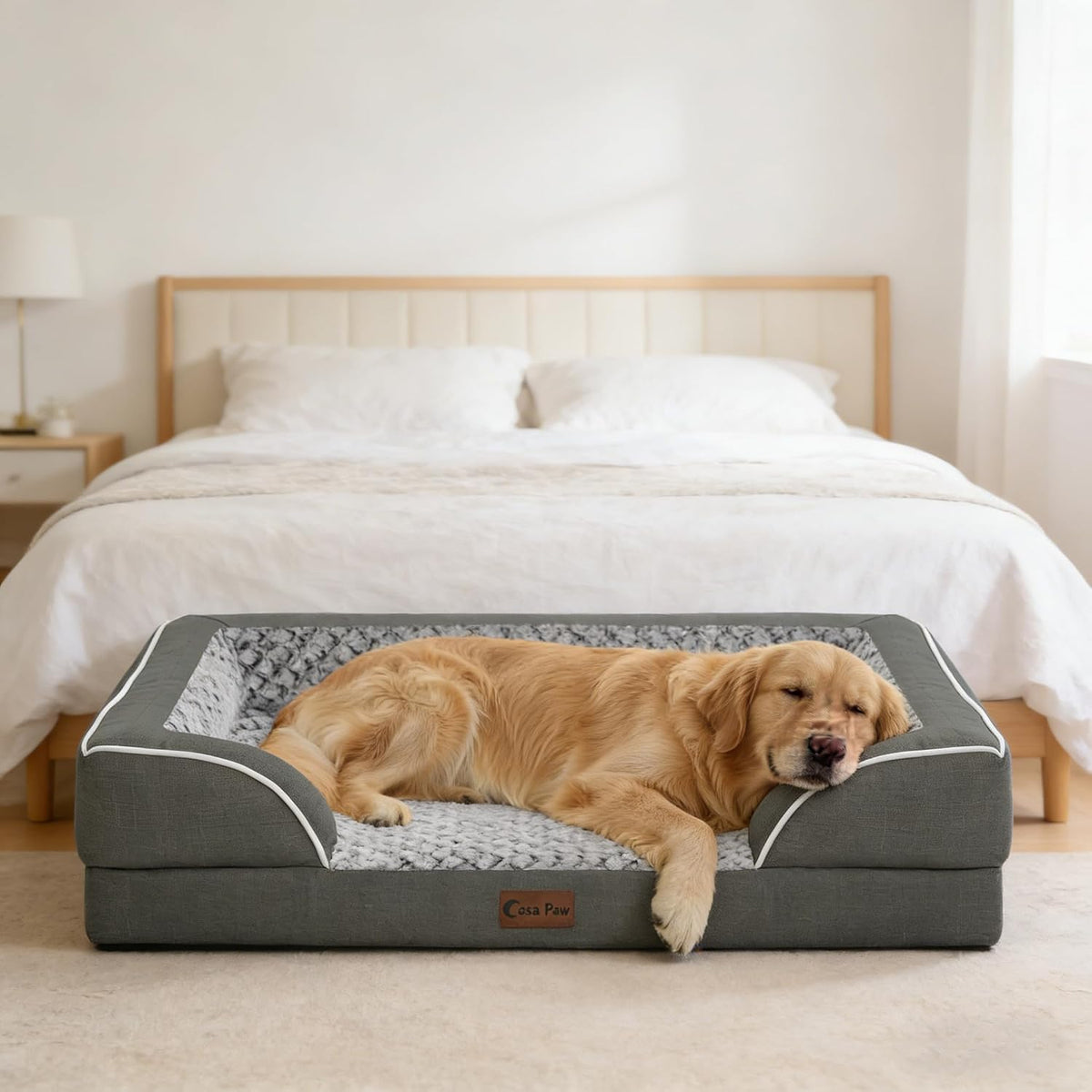 Orthopedic Dog Bed for Extra Large Dogs, 53x42in, Dark Grey