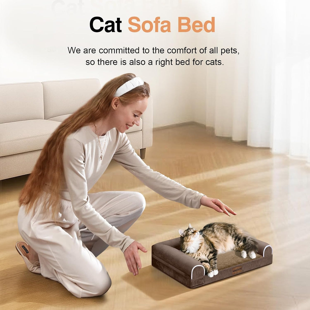 NANUYA Orthopedic Dog Bed for Small Dogs, 20 x 14 Inch, Brown