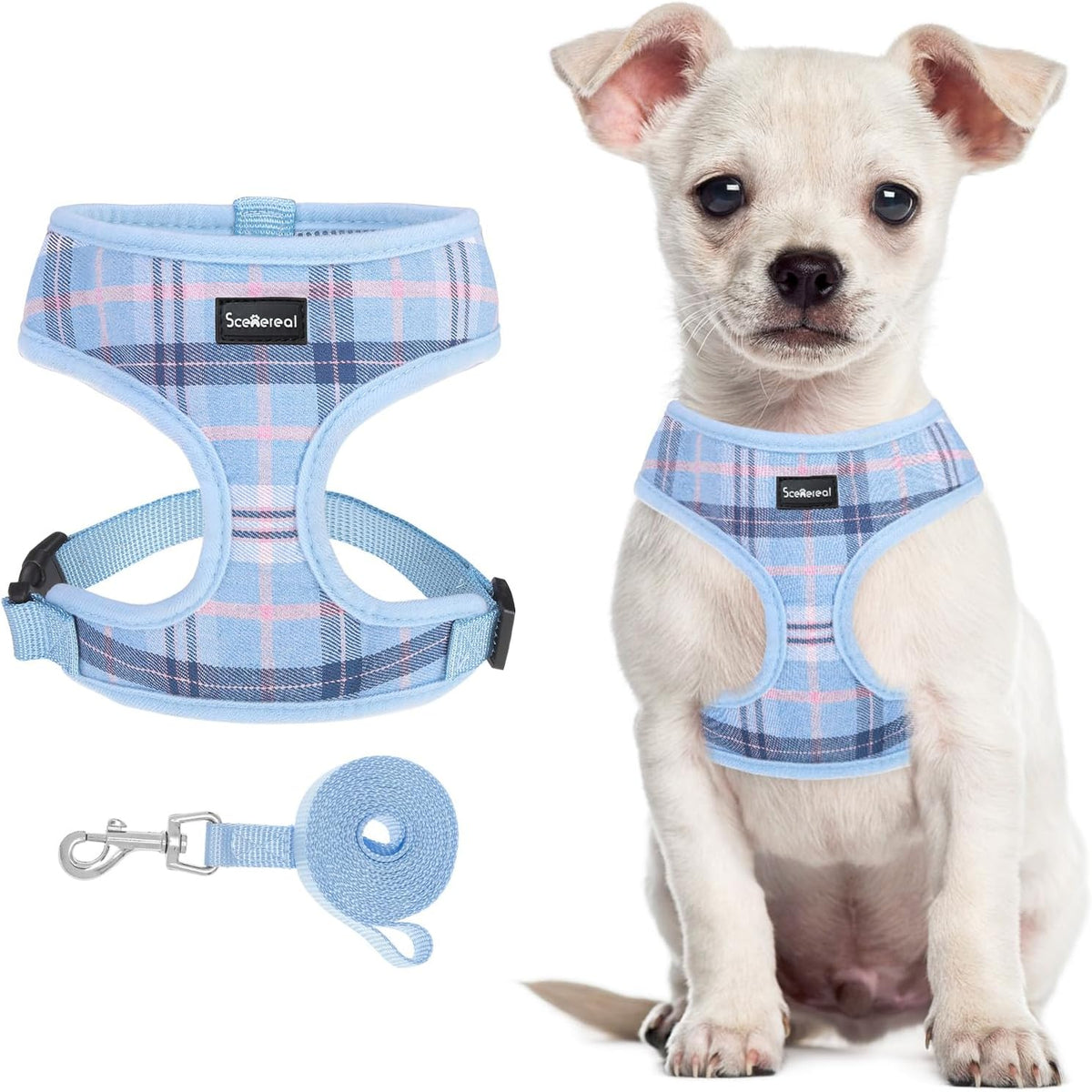 SCENEREAL Puppy Dog Harness with Leash Set for Small Medium Sized Dogs
