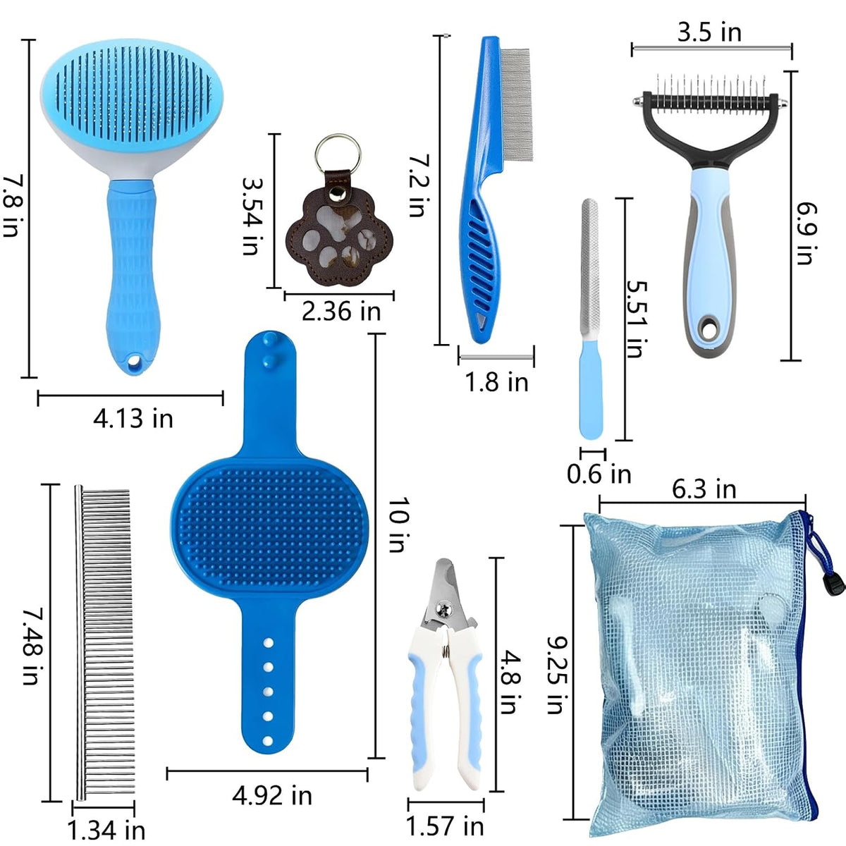Dog Brush for Shedding,Pet Slicker Hair Brush Kit in One Bag 8 PCS