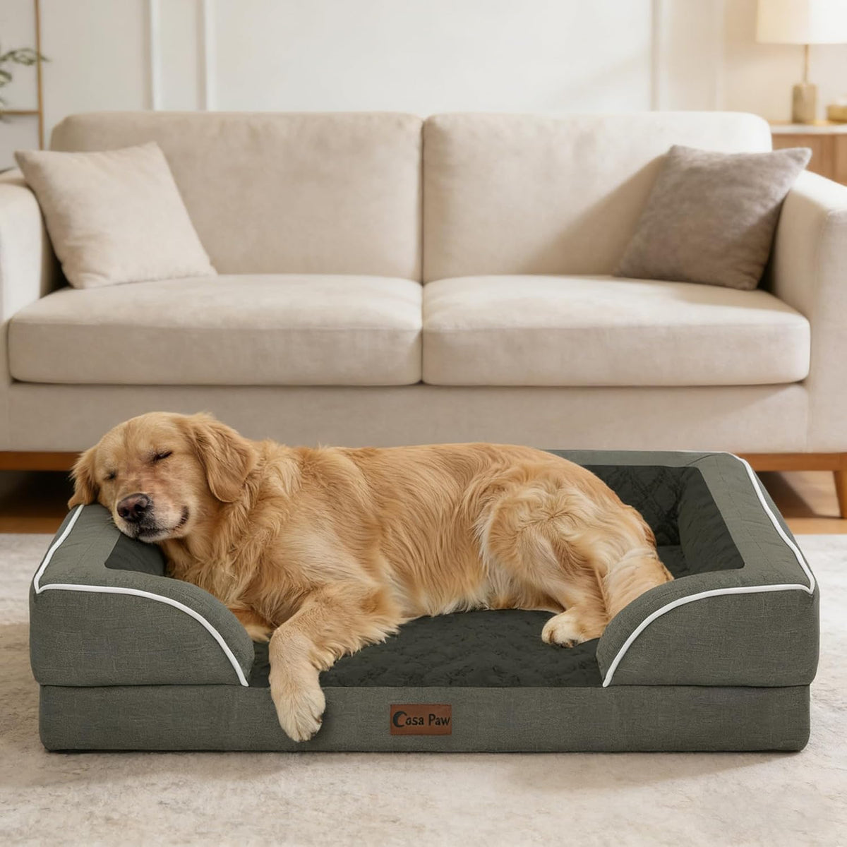 Orthopedic Dog Bed for Extra Large Dogs, 53x42in, Dark Green