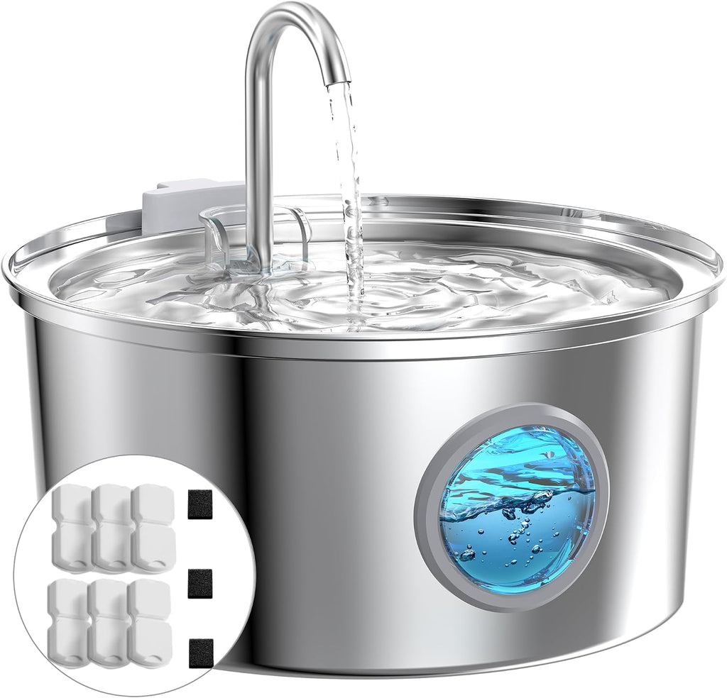Cat Fountains for Drinking Stainless Steel: 108oz/3.2L Cat Water Fountain