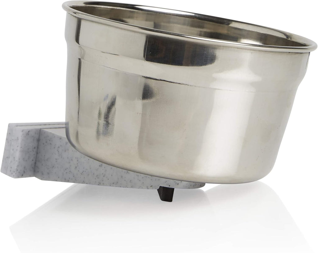 Lixit® Stainless Steel Kennel Food or Water Bowl - Non Spill Hanging Removable Crate Bowls - Carrier Cage Dish for Dogs or Cats for Feeding and Drinking (Stainless Steel, 10 Ounce (Pack of 2)) 