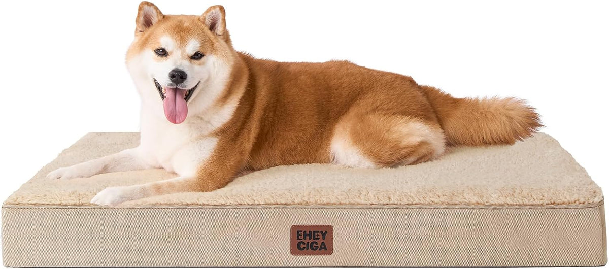 EHEYCIGA Orthopedic Dog Bed Large with Removable Washable Cover, 36IN Khaki