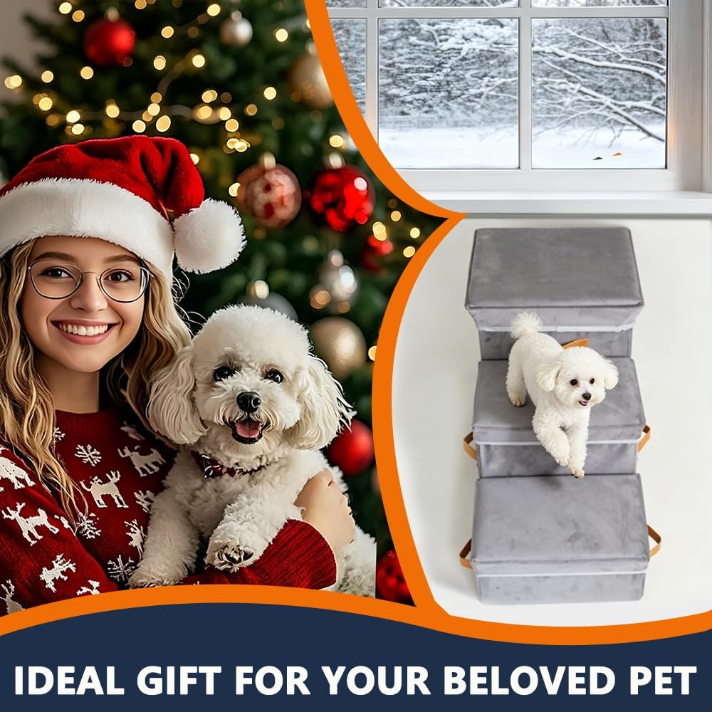 17-inch Pet Dog Stairs for High Beds, 120 lbs Weight Capacity