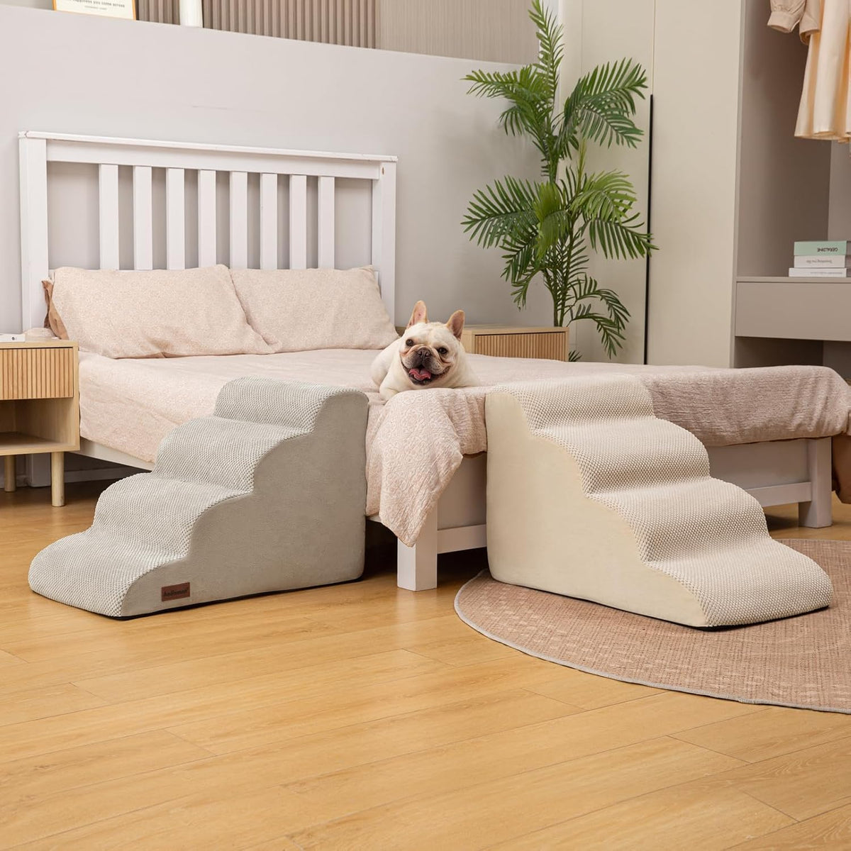 Aodisman Dog Steps for Bed or Couch,4 Step Pet Stairs for Small Dogs & Cat