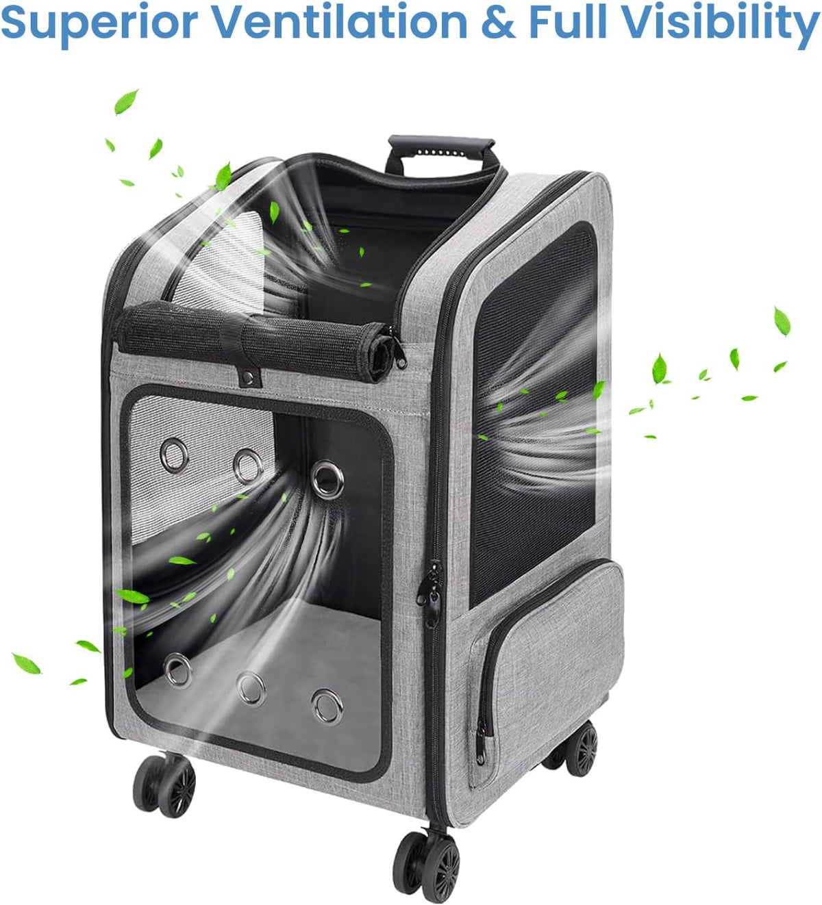Extra Large Cat Backpack Carrier with Wheels for Cats Under 30 Lbs