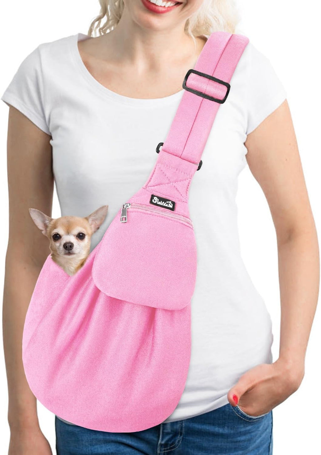 SlowTon Dog Carrier Sling - Thick Padded Shoulder Strap Adjustable, PI, S