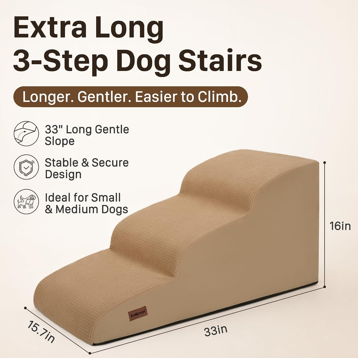 Aodisman Dog Ramp for Small & Medium Dogs, 16" H Pet Stairs for Couch & Bed