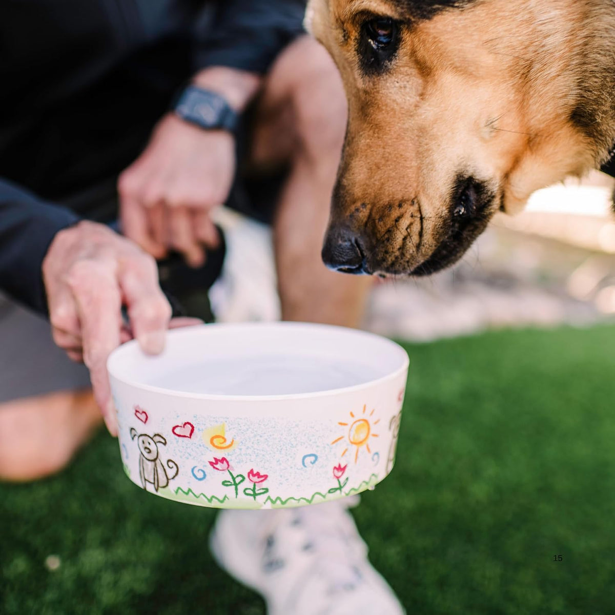 Loving Pets Dolce Moderno Dog Bowl – Modern Melamine Dog Food Bowl & Dog Water Bowl – Durable, Non-Slip Pet Dish for Small & Medium Dogs – Dishwasher Safe Dog Bowl (Large, 47 oz)