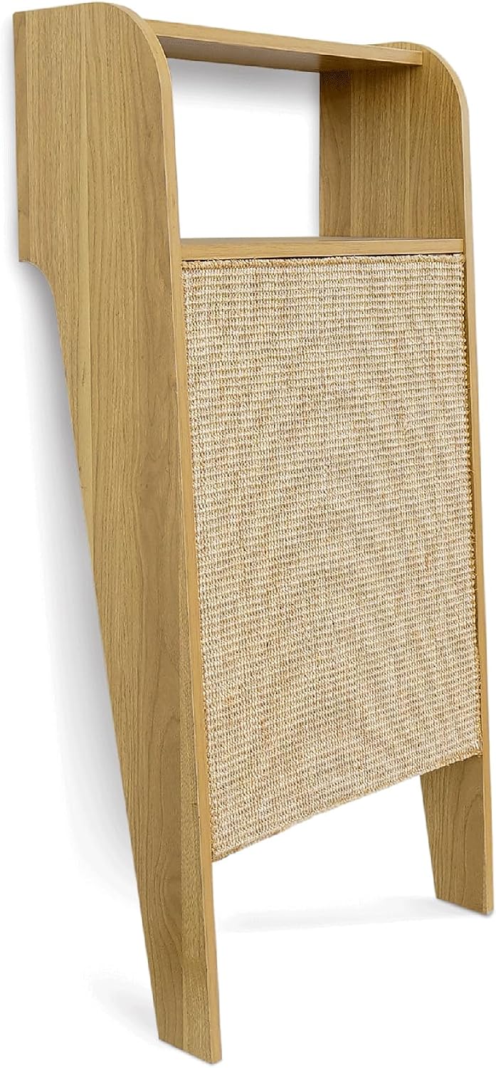 Wesley Cat Scratcher 20” x 11” x 40” Oak- Stylish & Durable Sisal