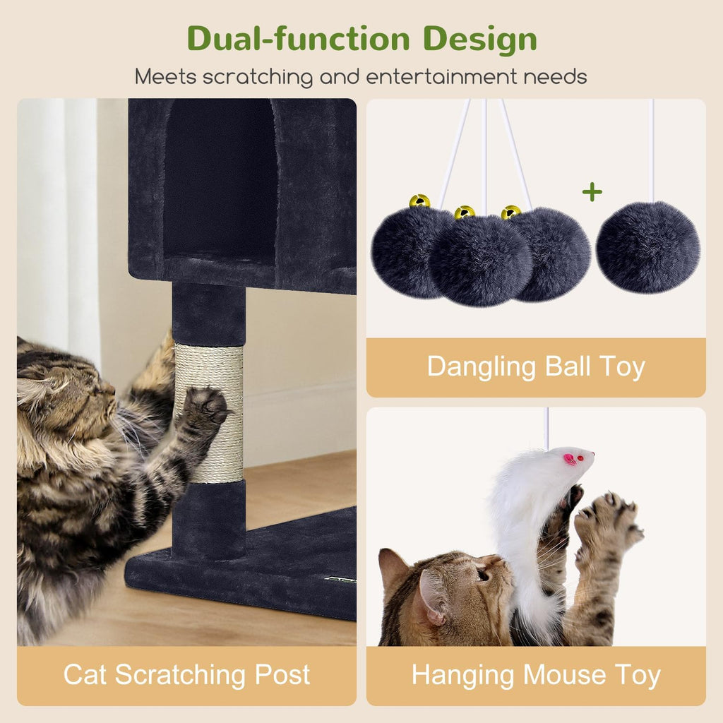 Globlazer Cat Tree Tower for Multiple Adult Cats, 82in, F82, Dark Grey