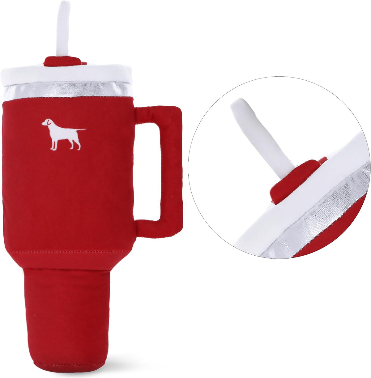 PUPROAR Pup Cup Tumbler Dog Toy, Cute Birthday Gift for Girl Dogs, Plush Squeaky Puppy Present for Small, Medium & Large Breeds (Ruby Red)