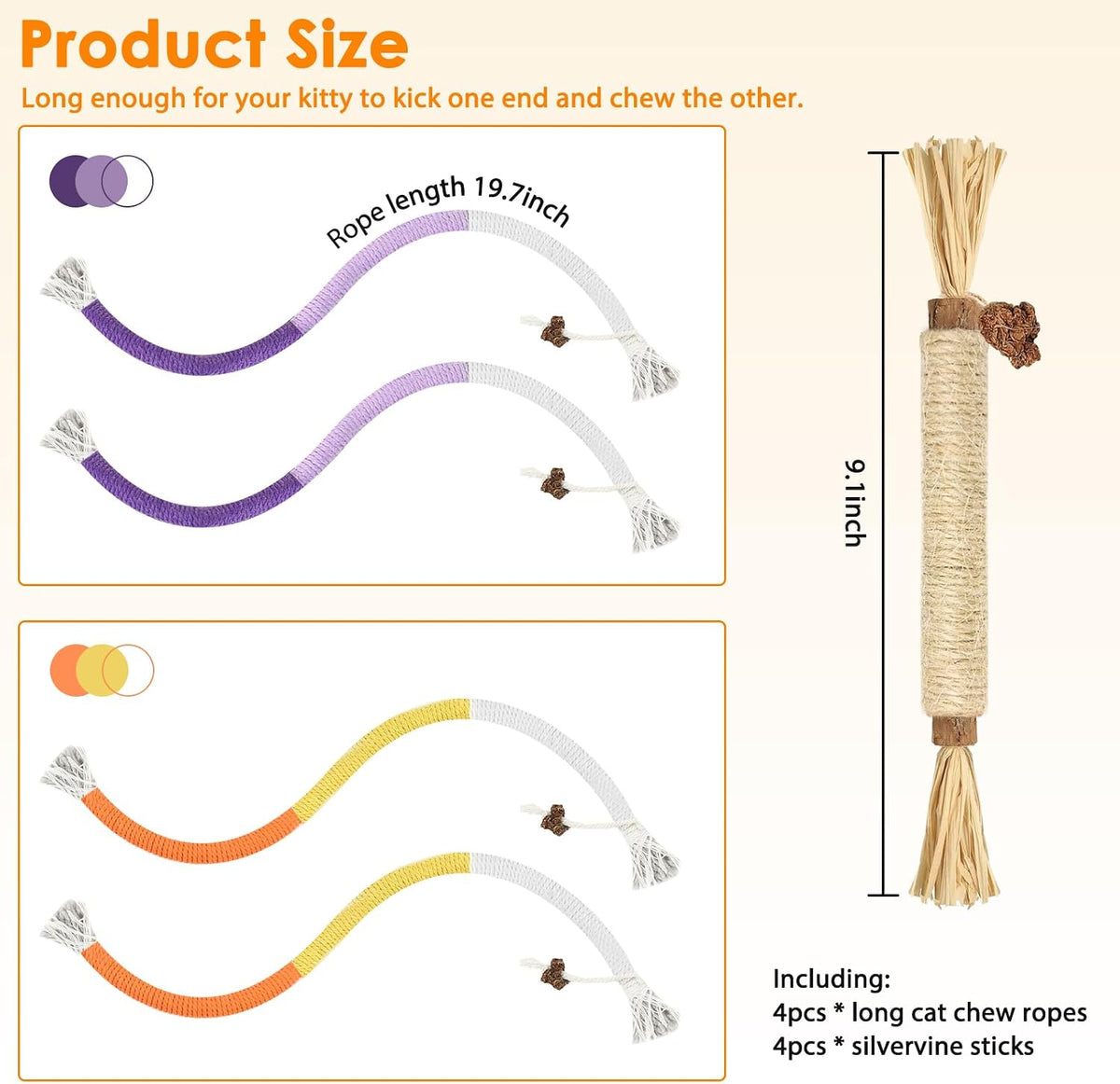 Tocirelo Silvervine Stick for Indoor Cats, Kitten Chew Rope Toys