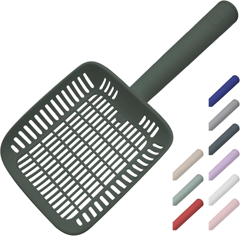 TypeC Cat Litter Scoop - Small Holes (0.11in) Big Size Scooper - Long Handle & Easy Cleaning - Hanger for Litter Box