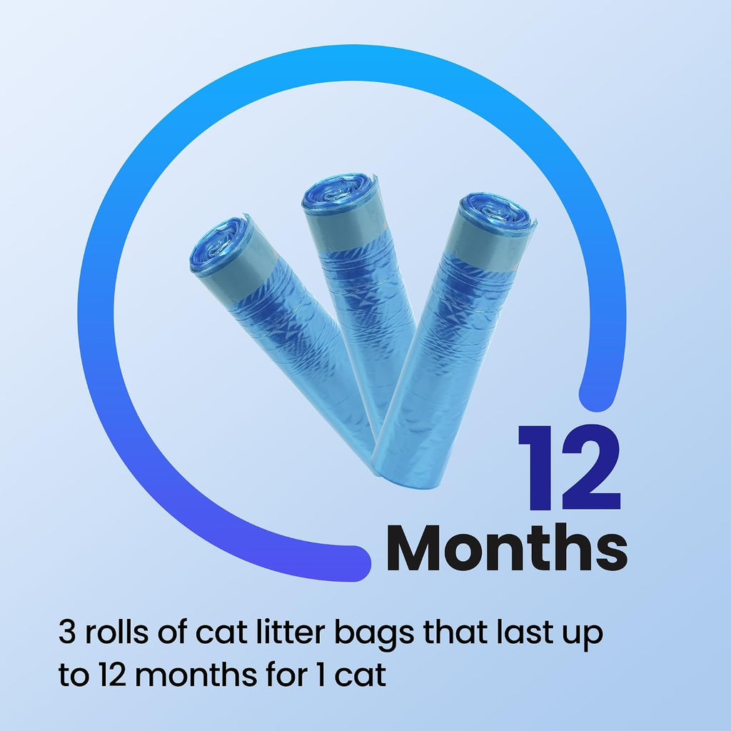 GKJ Cat Litter Refill Bags, 48pcs for Up to 12-Month Supply, Replaced Cat Waste Bags for Litter Trash Can, 7-Layer EVOH Odor Control, One-Pull Seal, No Twisting, No Tying