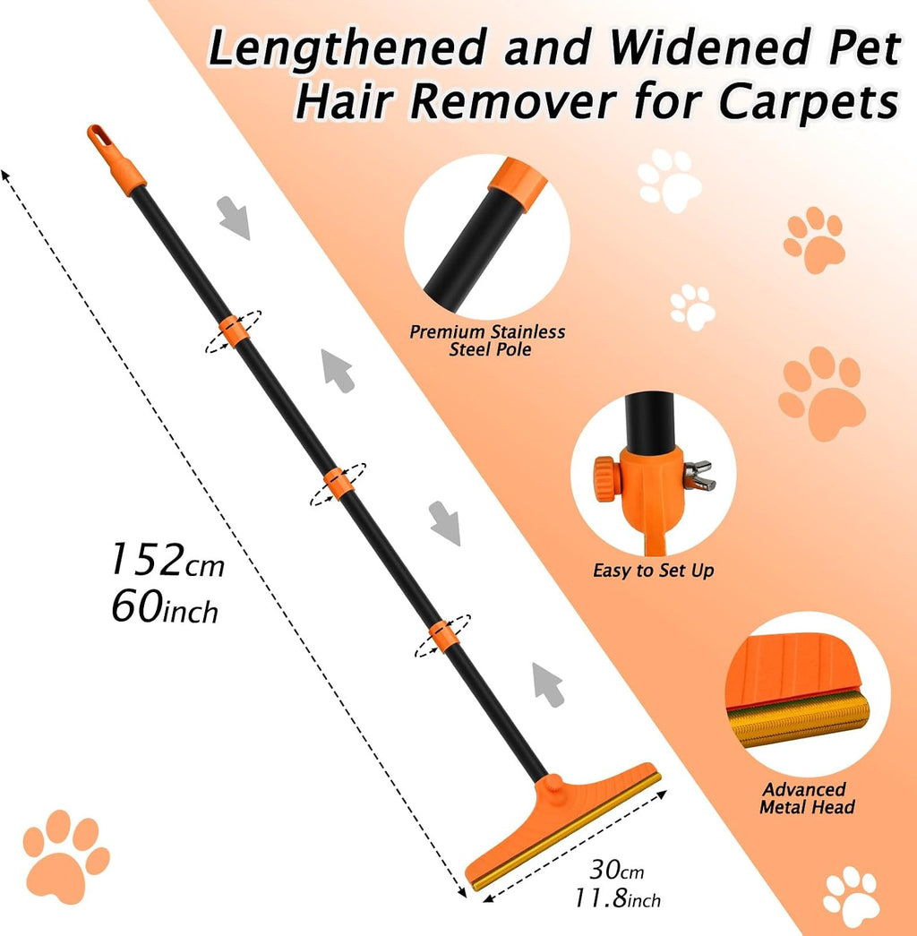 Carpet Rake for Pet Hair Removal Tool, Dog Cat Hair Remover for Furniture