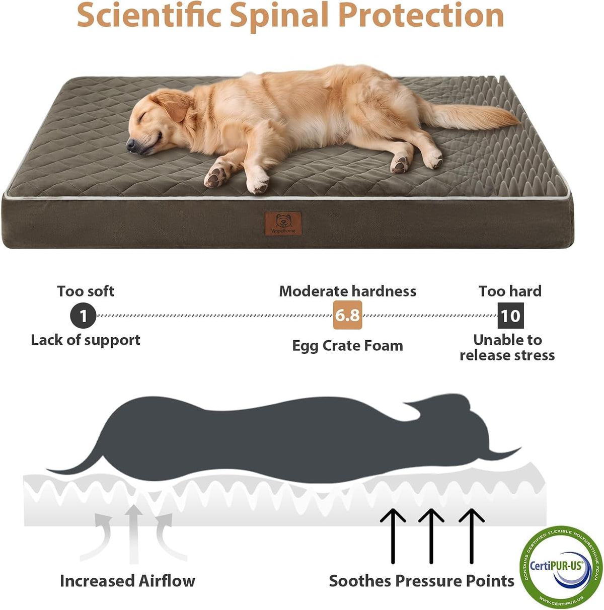 WNPETHOME Orthopedic Waterproof XL Dog Bed for Crate Cozy Sleep