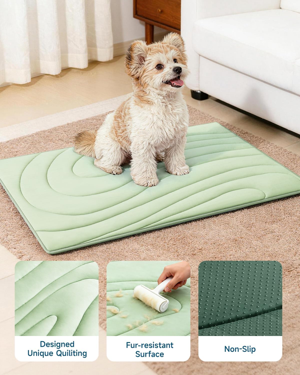 Cooling Mat for Dogs, 48" x 28" Self-Cooling Dog Bed with Arc-Chill Technology 3.0(QMAX>0.5), Non-Slip Washable Pet Cooling Pad for Large Dogs, Indoor Outdoor Floor Mat - Green