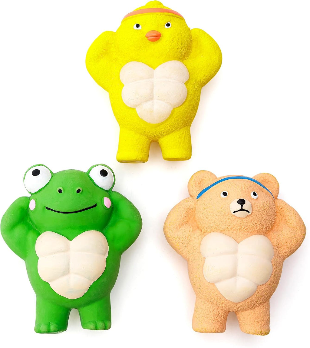 3 Pack Squeaky Dog Toys for Medium Dogs, Soft Latex Chicken Squeaky Dog Ball, Cute Funny Squeak Different Animals Frog Bear Chicken Pet Toys