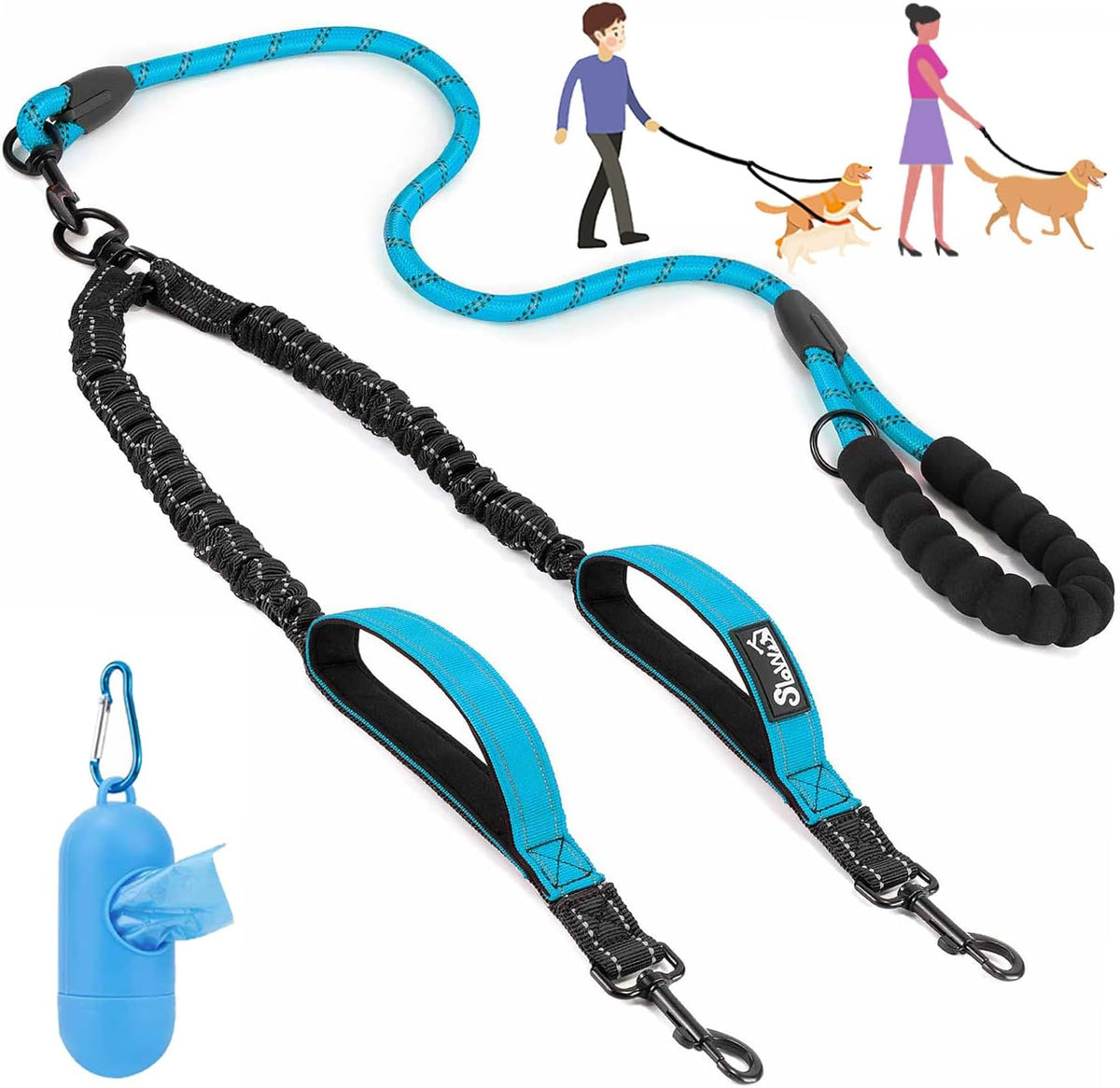 Lukovee Double Dog Leash, Heavy Duty Lead, No Tangle, M