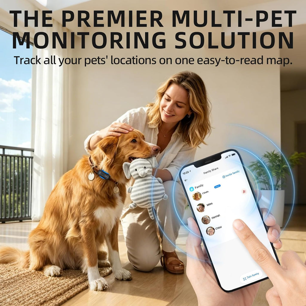 DBDD GPS Dog Trackers, 12 Mon Sub, Real-Time Loc, E-Fence, Health Monitor