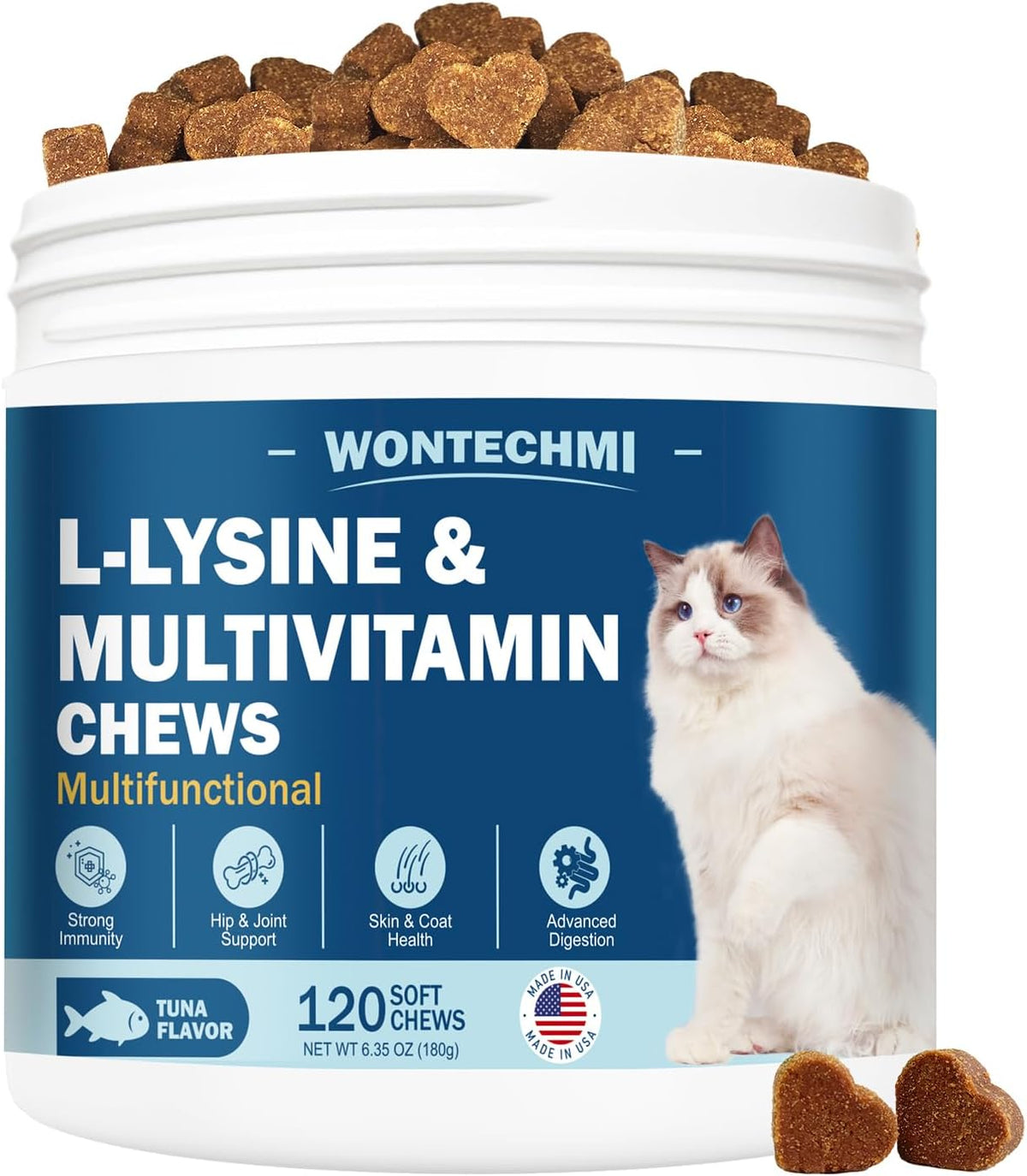 L-Lysine for Cats, Immune Support Cat Treats & Cat Multivitamin
