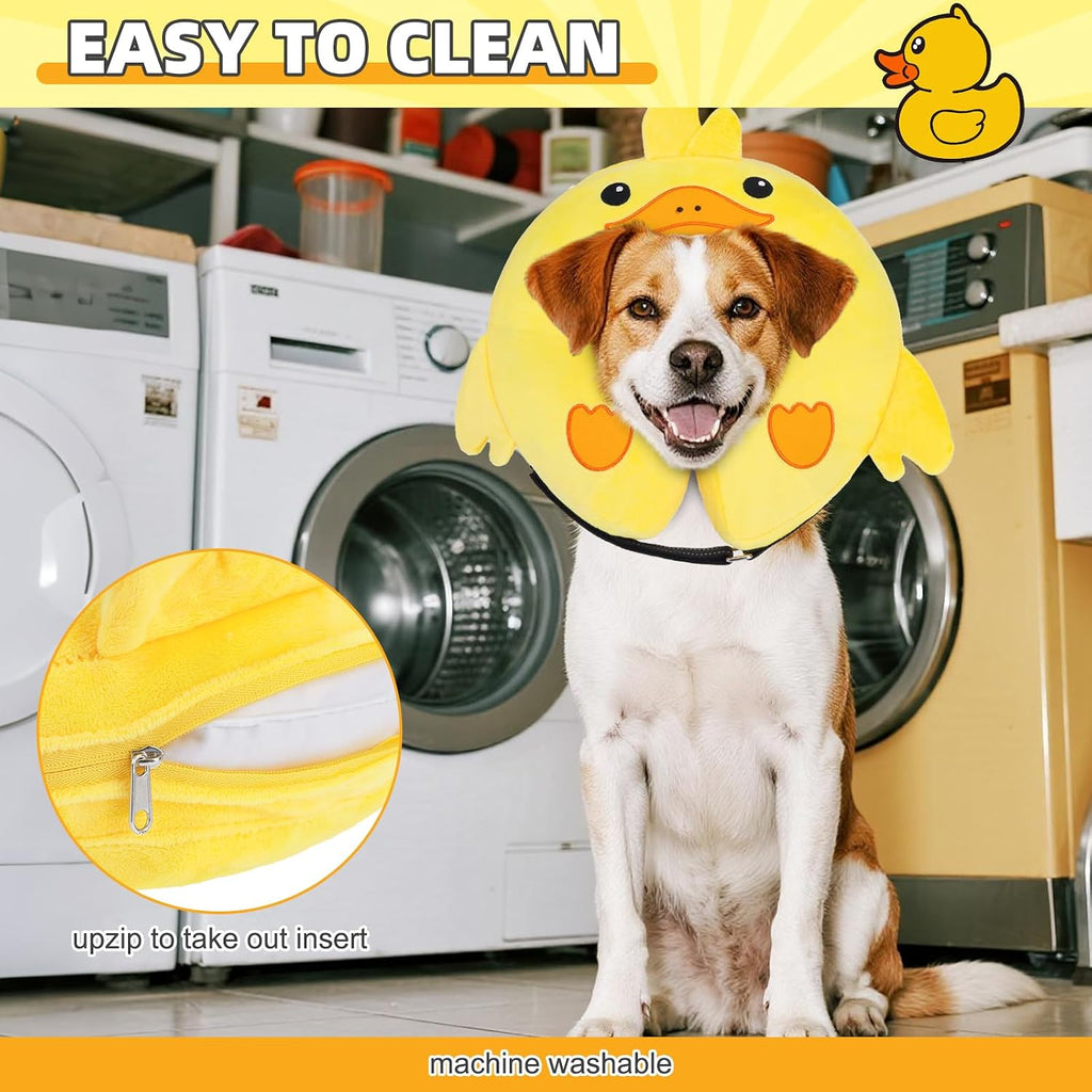KOOLTAIL Inflatable Dog Cone Collar Alternative After Surgery, Duck M+