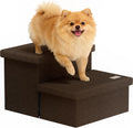 2-Step Wide Dog Stairs with Storage 11" H, Non-Slip Sturdy Pet Steps for Couch Chair, Dog Steps for Small/Medium Old Dogs, Cats, Rabbits Up to 150lbs, Foldable Cat Puppy Stairs for Car, Coffee