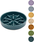 Ceramic Slow Feeder Dog Bowl, Blue, Medium