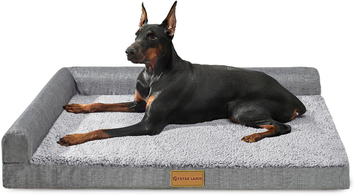 Patas Lague Orthopedic Large Dog Bed Washable Pet Sofa Bed 48''X30''Grey