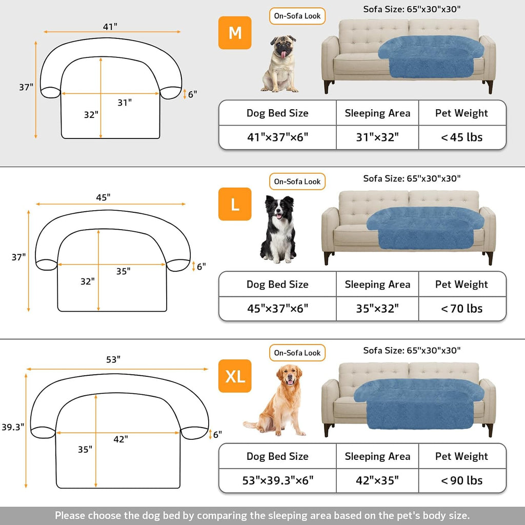 GGIB Calming Dog Bed Fluffy Plush Dog Mat for Furniture Protector with Removable Washable Cover for Large Medium Small Dogs and Cats (Medium, Navy)