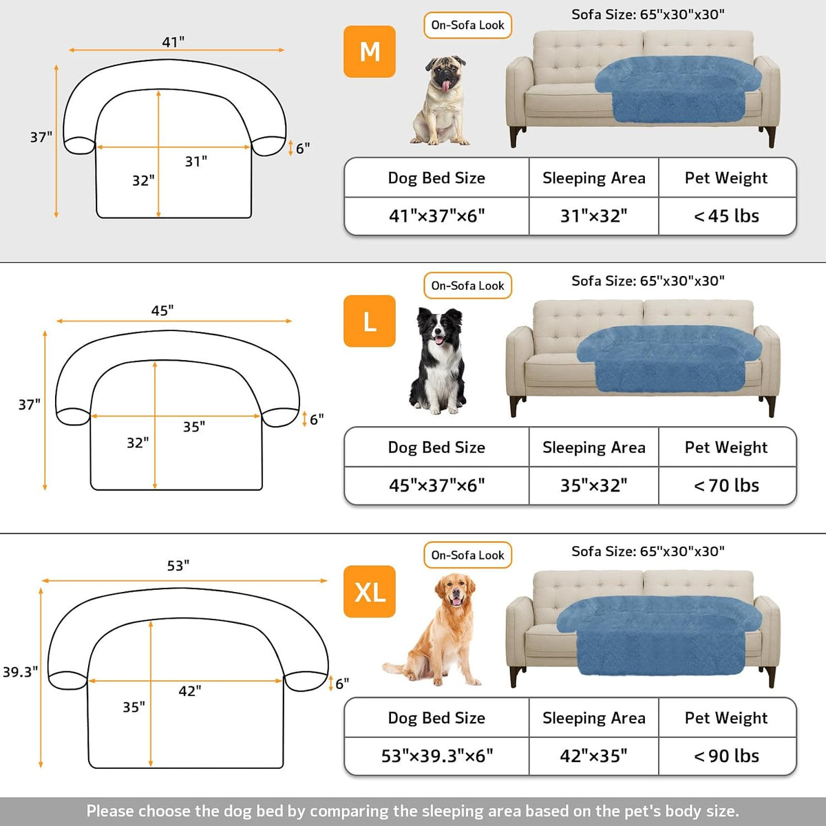GGIB Calming Dog Bed Fluffy Plush Dog Mat for Furniture Protector with Removable Washable Cover for Large Medium Small Dogs and Cats (Medium, Navy)