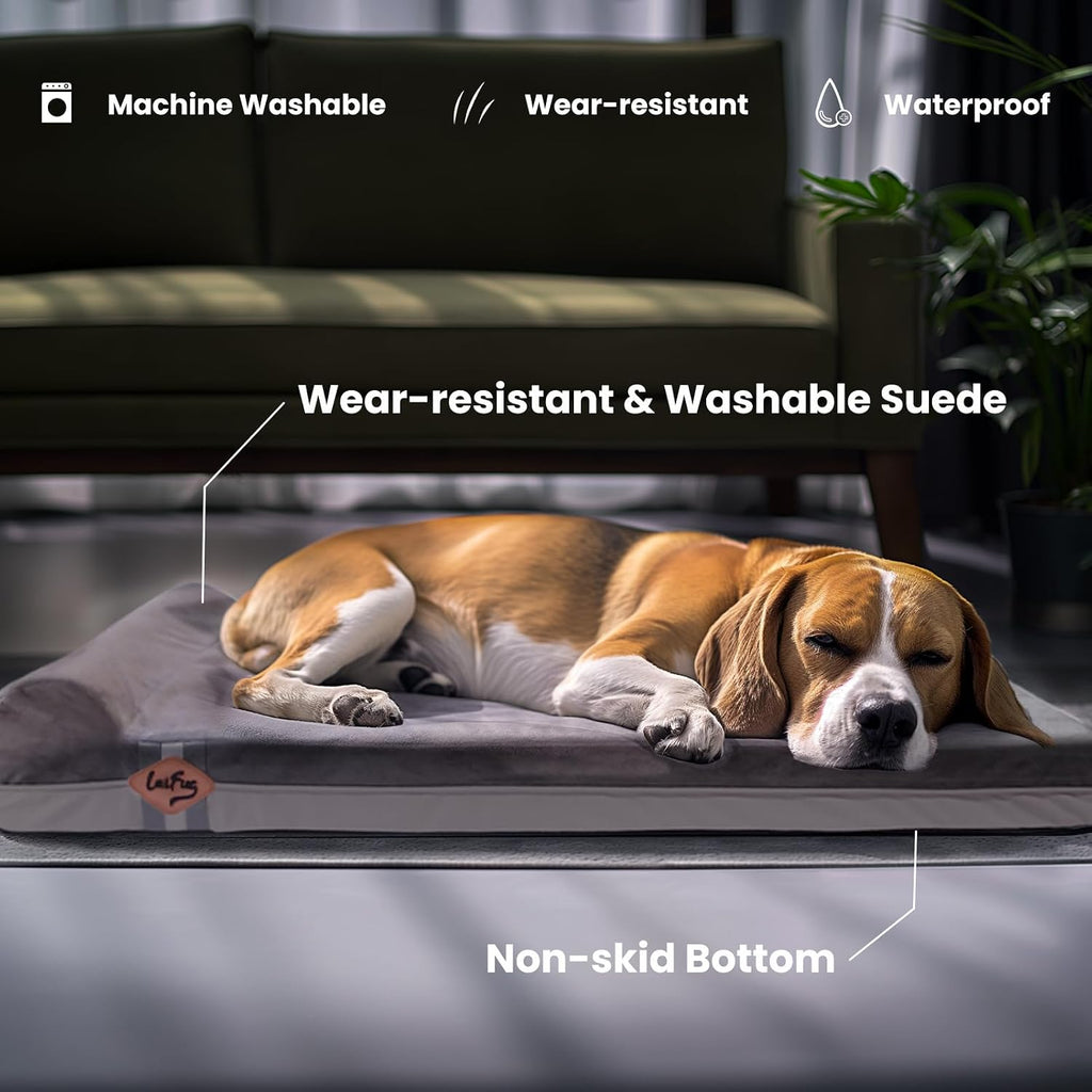 Laifug Orthopedic Dog Bed, Grey 34''x22''x5.5'', Memory Foam