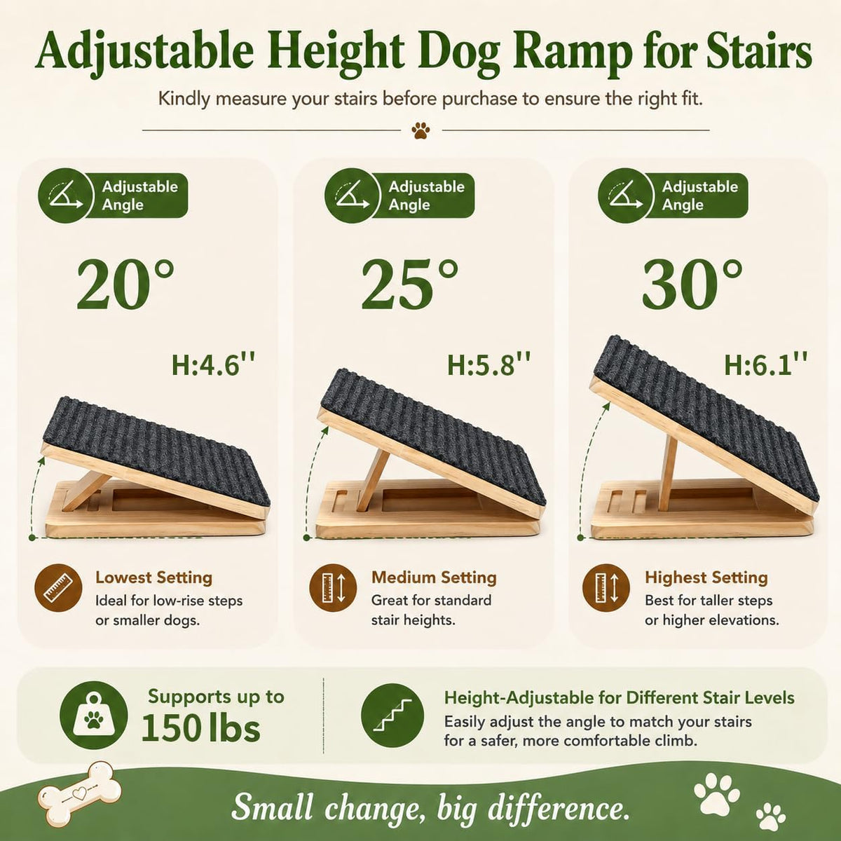 Dog Ramp for Stairs, Foldable Stair Wedges Assist for Small Dogs, 8 Pack