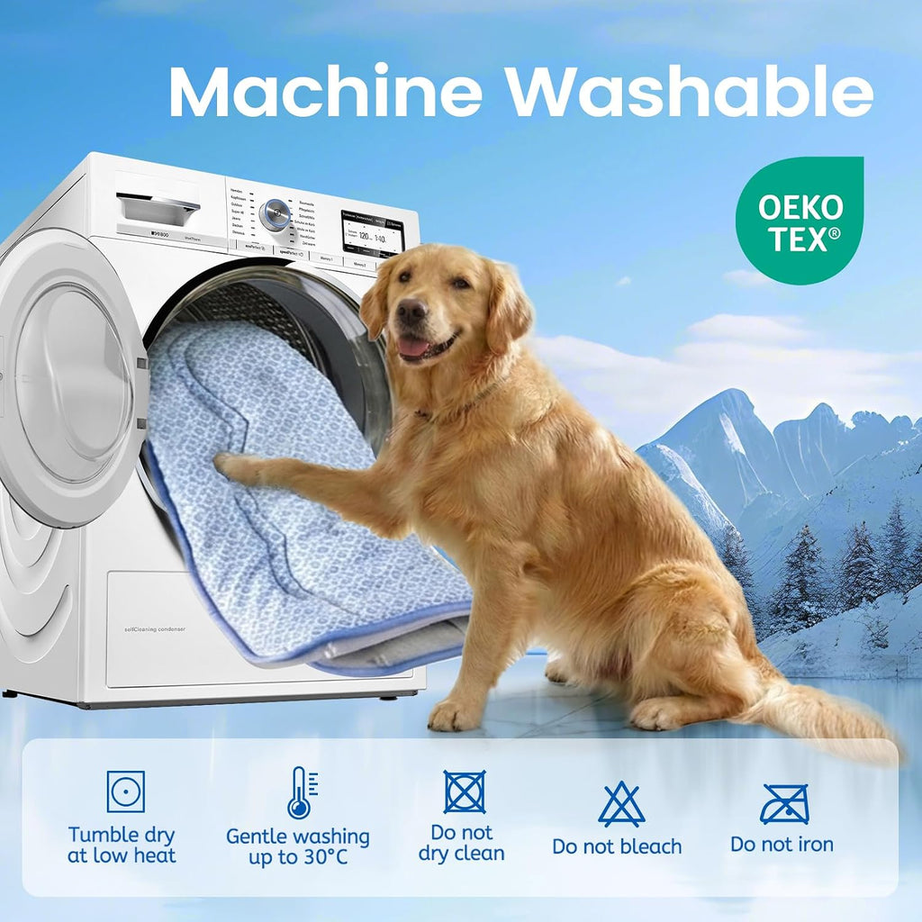 Dog Cooling Mat, Thick Cooling Mat for Dogs with PCM & Thermochromic Tech, Dual-Sided Durable Waterproof Cool Pet Bed Mat for All-Year Use, Q-Max>0.5, Machine Washable, Non-Toxic - M(19" x 29")