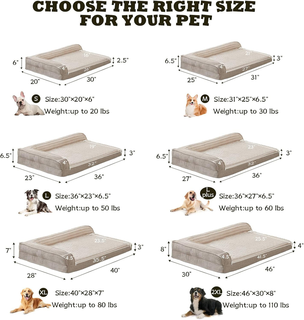 WINDRACING Orthopedic Dog Beds for Large Dogs, Beige, 36 x 27 inch
