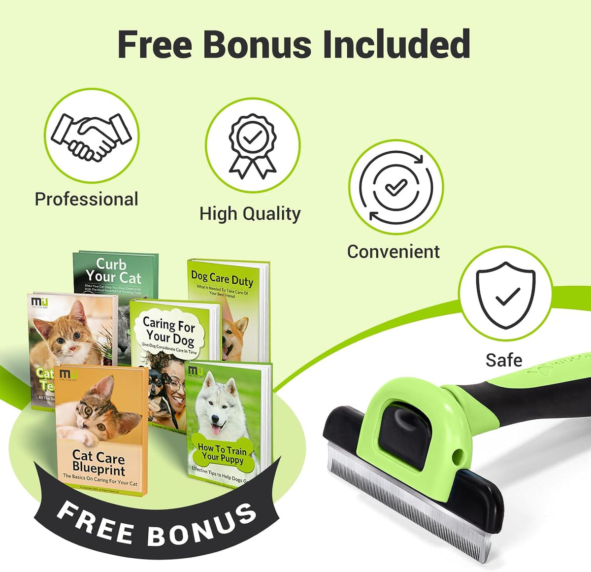 MIU COLOR Pet Grooming Brush, Deshedding Tool for Dogs & Cats, Apple Green | Effectively Reduces Shedding by up to 95%,Safe and Comfortable for Short Medium and Long Pet Hair