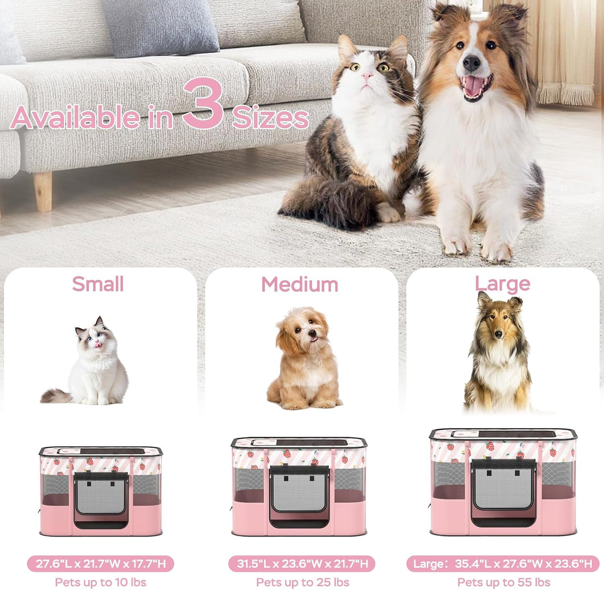 XRG Foldable Pet Playpen,Indoor Cat cage Puppy Crates M(31.5"x23.6"x21.7")