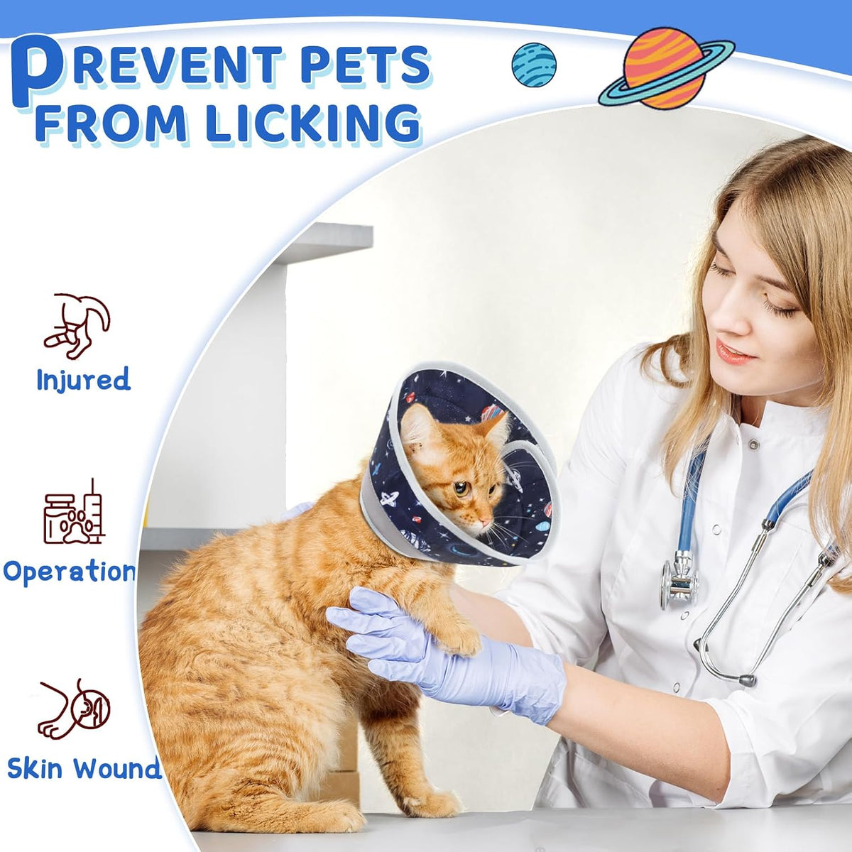 Cat Cone Collar Soft to Stop Licking, Adjustable, Foldable Lightweight Kitten Cones After Surgery Recovery for Cats & Kittens, Cat Cone Alternative, Easy Eating (Grey, S)