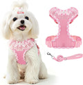 ABRRLO Cute Puppy Harness and Leash Set for Small Dogs Cats Girls,Pink,S