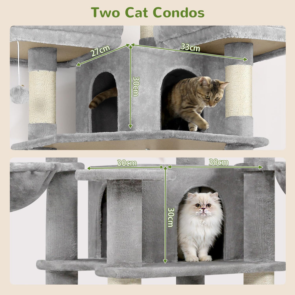 Globlazer Big XL Cat Tower for Indoor Multiple Cats, F68B, Light Grey