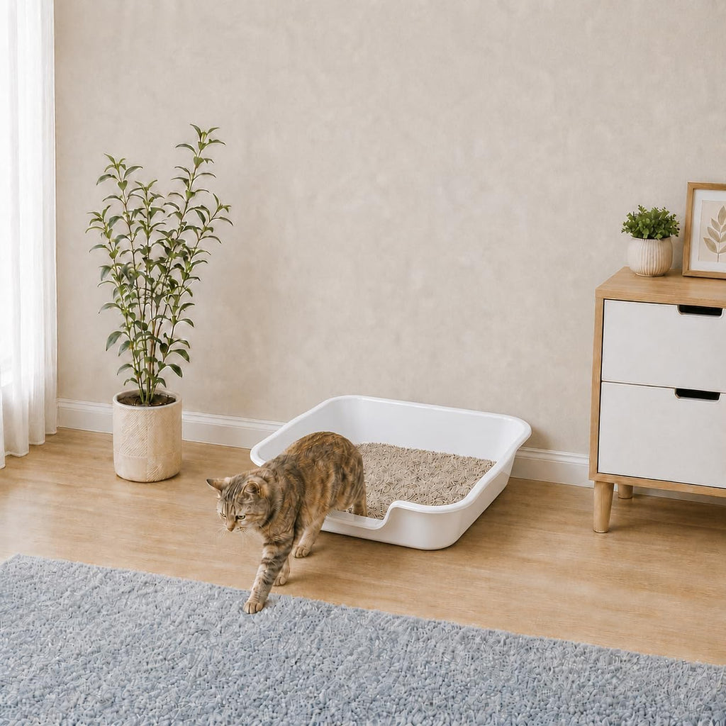Extra Large Low Entry ABS Cat Litter Box, White, 24" L x 20" W, 2 Pack | Durable low entry litter box, non-stick, odor-free, ideal for seniors, kittens, rabbits, large cats and multi-pet homes.